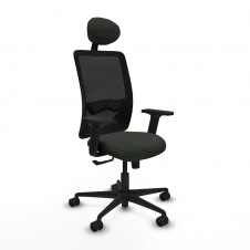 Piqueras y Crespo Zulema sincro malla negra bali negro brazos 2D base nailon cabecero fijo ruedas 65mm nailon