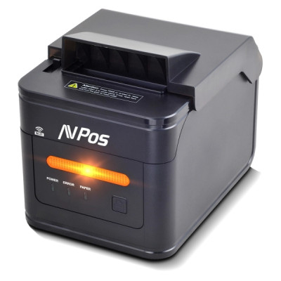 AVPos AVP-K46W Impresora Termica Tickets de Cocina K46W - Avisador Luz y Acustico - Cubierta Resistente Agua, Aceite y Polvo - USB, Serie, Wifi y LAN - Color Negro