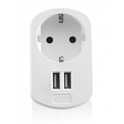 z EWENT EW1211 Cargador + toma de corriente 2 puertos USB 3.1