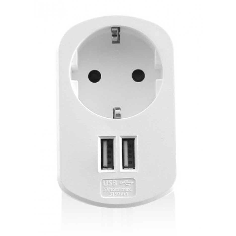 z EWENT EW1211 Cargador + toma de corriente 2 puertos USB 3.1
