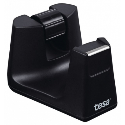 Tesa Smart Easy Cut Portarrollos de Sobremesa - Para Utilizar con una Mano - Cuchilla de Sierra - Ocupa muy poco Espacio - Color Negro
