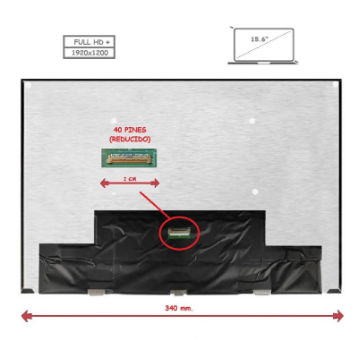 Pantalla para portátil LED 15.6\ 40 Pines Full HD+ Sin Brackets / Sin reborde