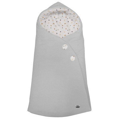 2024 Saco Capazo Capucha Sofía Gris Dydados Lana Sarga Estampado