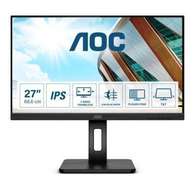 AOC 27P2Q - Monitor LED - 27 - 1920 x 1080 Full HD (1080p) @ 75 Hz - IPS - 250 cd/m² - 1000:1 - 4 ms - HDMI, DVI, DisplayPort, VGA - altavoces - negro