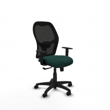 Piqueras y Crespo Aloc?n sincro malla negra similpiel verde botella brazos 1D base poliamida ruedas nailon 50mm