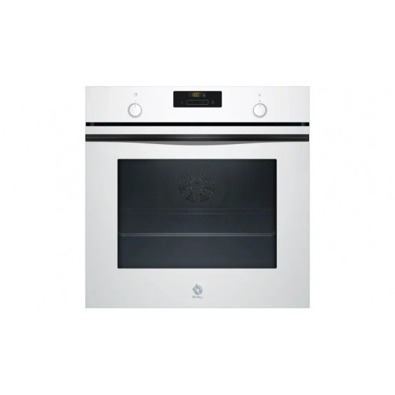 Horno multifunción Balay 3HB513CB3, 71 litros, 7 funciones, Aqualisis, puerta extraíble, clase A+, horno de leña, display LED, cristal blanco