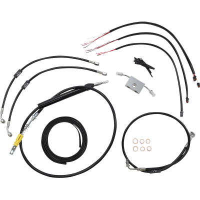 Kit completo de líneas de freno/cables trenzados en vinilo negro LA CHOPPERS LA-8157KT2-16B