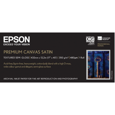 Epson GF Papel Premium Canvas Satin, 17" x 12.2m, 350g/m2