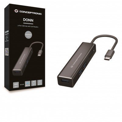 HUB 3.1 USB-C CONCEPTRONIC DONN08 3 PUERTOS USB 3.0 Y LECTOR TARJETAS SD / MICROSD