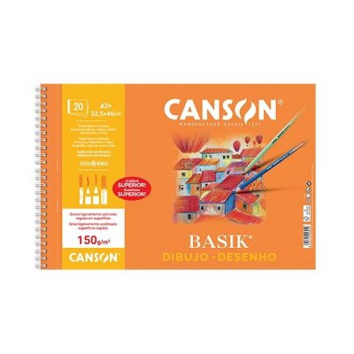 CANSON BLOC DE DIBUJO CON ESPIRAL BASIK 20H 150G 325X460MM BLANCO