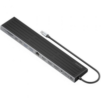 Hub USB Tipo-C Aisens ASUC-13P042-GR/ 2xUSB Tipo-C/ 1xUSB Tipo-C PD/ 2xUSB/ 2xHDMI/ 1xDisplayPort/ 1xLector de Tarjetas/ 1xJack 3.5mm/ 1xRJ45/ Gris