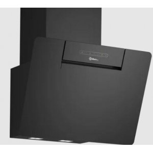 Campana decorativa de pared inclinada Balay 3BC567GNH, 60 cm, 768 m3/h, clase A+, 3 velocidades + intensivo, 56dB, Touch Control, cristal negro