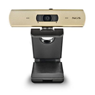 NGS XpressCam 4000 Webcam 4K USB 2.0 - 30 FPS - Filtro de Privacidad - Microfono Multidireccional - Cable de 1.50m - Color Negra/Dorada