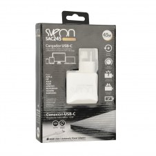 Sveon Cargador de dispositivo móvil Auto, Interior USB Tipo C Blanco