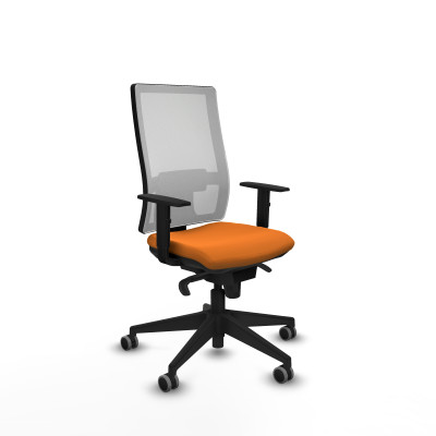 Horna sincro malla blanca similpiel naranja brazos 1D base piramidal ruedas 65mm engomadas