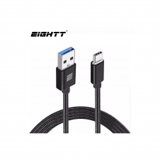 Eightt Cable USB 3.0 a Type C 1Mts trenzado de Nylon Negro ECT-3B