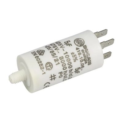 Condensador MOTOR 5uF 450Vac FASTON + M8 Medidas 28x55mm DUCATI