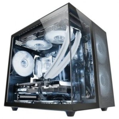 CAJA MICROATX GAMING MARS GAMING MCFUSIONM CRISTAL CURVADO GPU 445mm 1x3.5 2x2.5 NEGRO