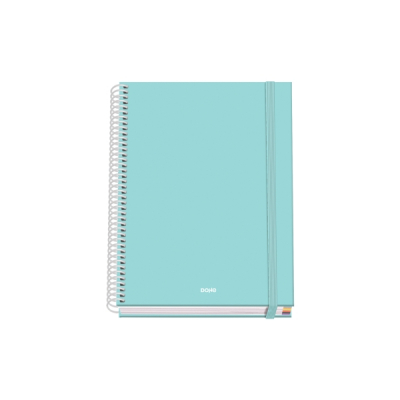 Dohe Serenity Cuaderno Espiral A5 100 Hojas Cuadricula 5mm - Tapa Dura Impresa a todo Color y Plastificada en Brillo - Bandas de Color - Cierre de Goma - Color Verde