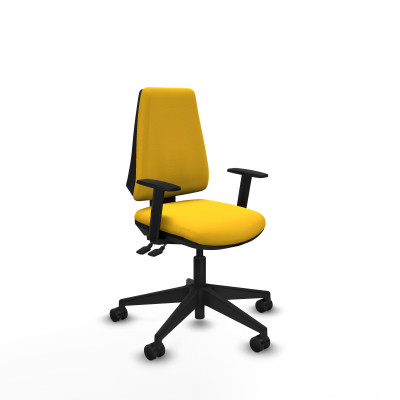 Elche AS similpiel amarillo brazos 1D base piramidal ruedas nailon 65mm