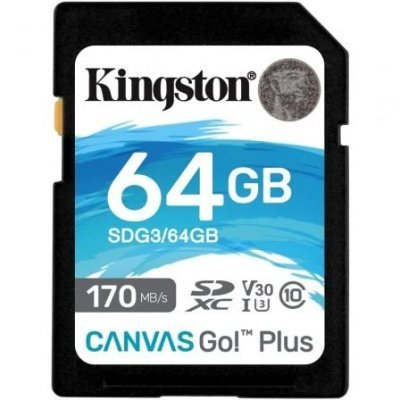 Tarjeta de Memoria Kingston CANVAS Canvas Go! Plus 64GB SD XC/ Clase 10/ 170MBs