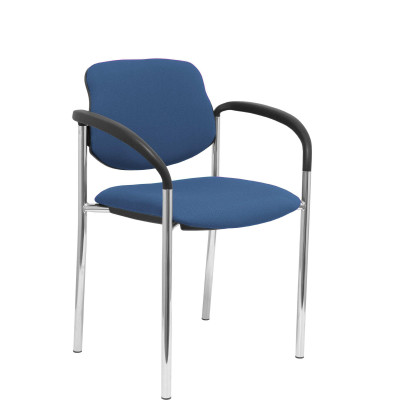 Silla fija Styl bali azul marino chasis cromo con brazos