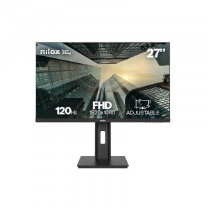 Monitor Nilox NXM27REG12065, 27 pulgadas, Full HD, IPS, 120 Hz, 4 ms, altura regulable, USB-C 65 W, HDMI, DisplayPort, negro