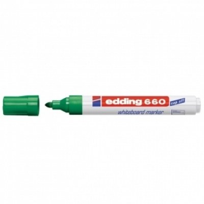 Edding 660 Rotulador para Pizarra Blanca - Punta Redonda - Trazo entre 1.5 y 3 mm. - Tinta Pigmentada - Recargable - Borrable en Seco - Color Verde