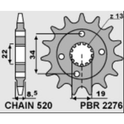 Piñón PBR acero estándar 2276 - Paso 520 2276.15.18NC