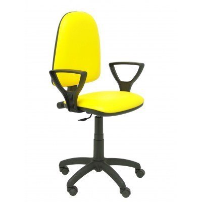 Silla Aýna similpiel amarillo con brazos