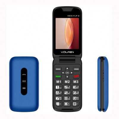 Telefono movil volfen nexo flip tipo concha azul