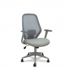 Piqueras y Crespo Silla Ergo529 gris respaldo malla gris asiento tela gris base piramidal gris claro ruedas nailon