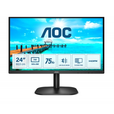 Monitor led 23.8pulgadas aoc 24b2xhm2 - vga - hdmi - 1920x1080 - 75hz - 4ms - vesa 100x100