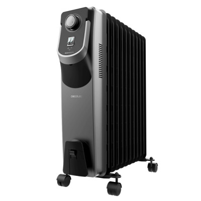 Cecotec ReadyWarm 11000 Space 360 Black Radiador de Aceite con 11 Modulos de 150x580mm - 2500W - Calienta hasta 28m2 - Tecnologia 360º - 3 Niveles - Recogecables - Facil Transporte - Color Negro