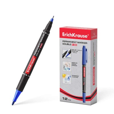 Erichkrause Double P-80 Doble Cara Marcador Permanente - Universal y Fineliner 2 en 1 - Tinta a Base de Alcohol Resistente al Agua y a los Rayos UV - Secado Rapido - No Toxico - Vida Util de 5 Años -