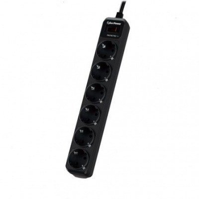 Regleta con interruptor Cyberpower B0620SC0-DE/ 6 Tomas de corriente/ Negra