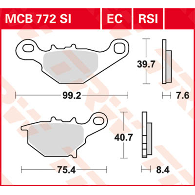 Pastillas de freno sinterizadas offroad Race serie RSI TRW MCB772RSI