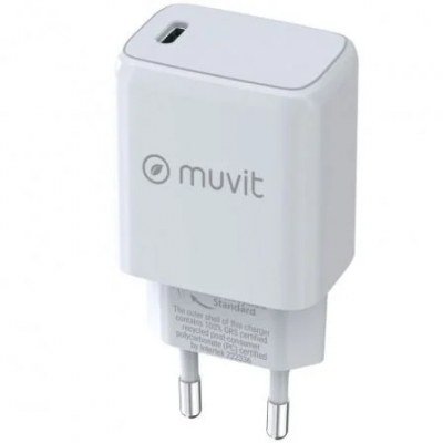 Cargador de Pared Muvit For Change MCACC0012/ 1xUSB Tipo-C/ 20W