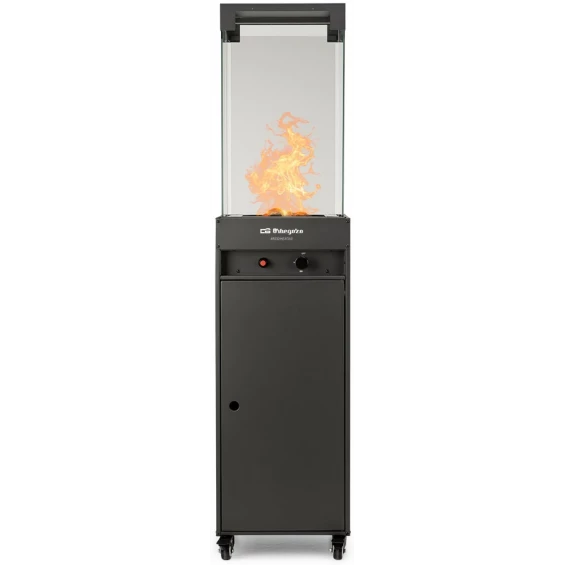 Estufa de gas de exterior Orbegozo PHE 95, butano y propano, 8.000 W, 4 cristales templados, encendido piezoeléctrico, negro