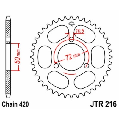 Corona JT SPROCKETS acero estándar 216 - Paso 420 JTR216.45