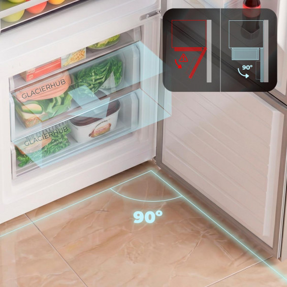 Frigorífico combi Cecotec 377 Inox A, 200 x 59.5 x 67.4 cm, clase A, 377 litros, CoolMatrix, FreshnessFlex, control de humedad, inox - imagen 10