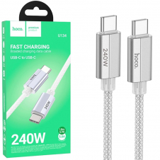 Cable USB-C a USB-C 240W 1.8 metros Reforzado Hoco U134 Gris