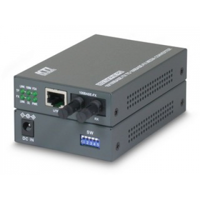 KTI PoE/PD 10/100TX to 100FX media converter, multimode, SC, 2Km (Agilent/Avago)
