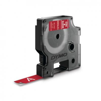 D1 - Etiquetas Durable - Blanco sobre rojo - 12mm x 7m