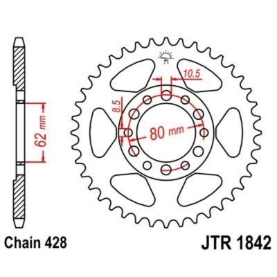 Corona JT 1842 de acero con 44 dientes JTR1842.44