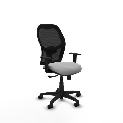 Alocén sincro malla negra similpiel gris claro brazos 1D base poliamida ruedas nailon 50mm