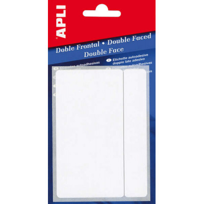Apli Pack de 100 Etiquetas Doble Frontal 13x50mm - Adhesivo Permanente - Cantos Romos - Color Blanco