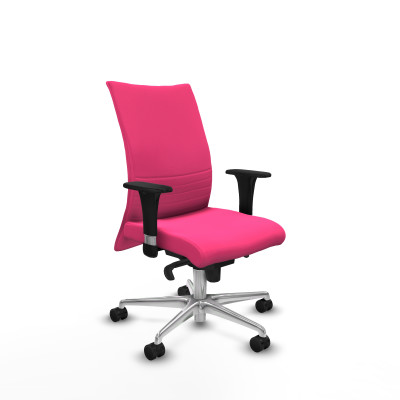 Albacete confidente sincro similpiel rosa brazos 1D base aluminio ruedas 65 mm nailon