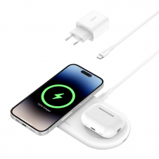 cargador inalambrico qi2 boost charge 15w 2 en 1 para dispositivos apple blanco