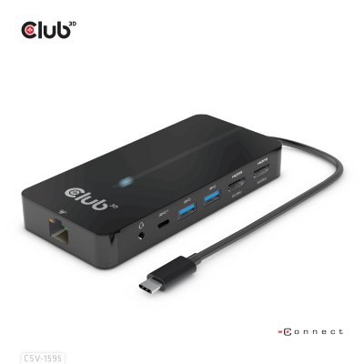 CSV-1595 base para portátil y replicador de puertos USB 3.2 Gen 1 (3.1 Gen 1) Type-C Negro